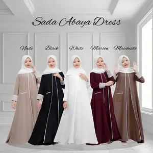 Sada Dress Gamis Semi Abaya Turki Anak Perempuan Baju Syari Muslim Anak Usia 8-17 Tahun Bahan Crinkle Airflow