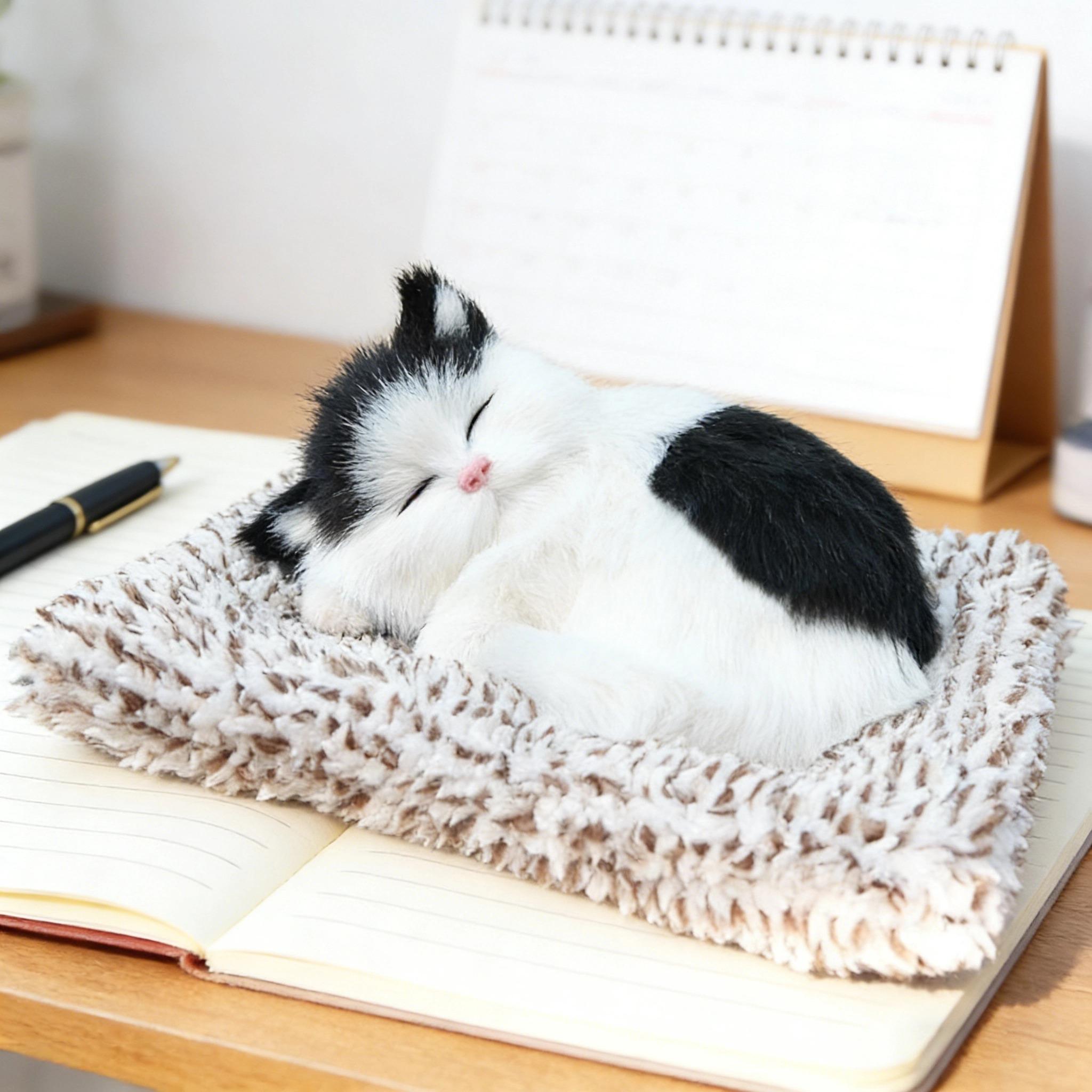 Boneka Kucing Meong Interaktif | Sentuhan & Bunyi Nyata | Dekorasi Meja Kerja