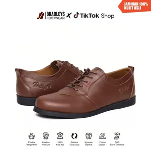 Bradleys Bolton Low Brown - Sepatu Kulit Pria | Sepatu Formal Kasual Loafer Oxford Pria Warna Cokelat Original Kulit Asli