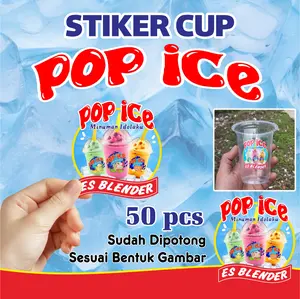 Stiker label pop ice minuman idolaku anti air cup/gelas/botol 50 pcs