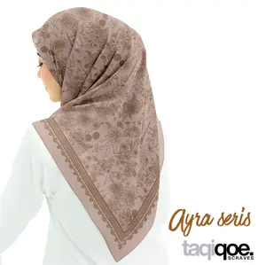 Taqiqoe Scraves Ayra Seris Hijab Segiempat Motif Syar'i 130 x 130 & 115 x 115 cm Voal Poly PE Premium