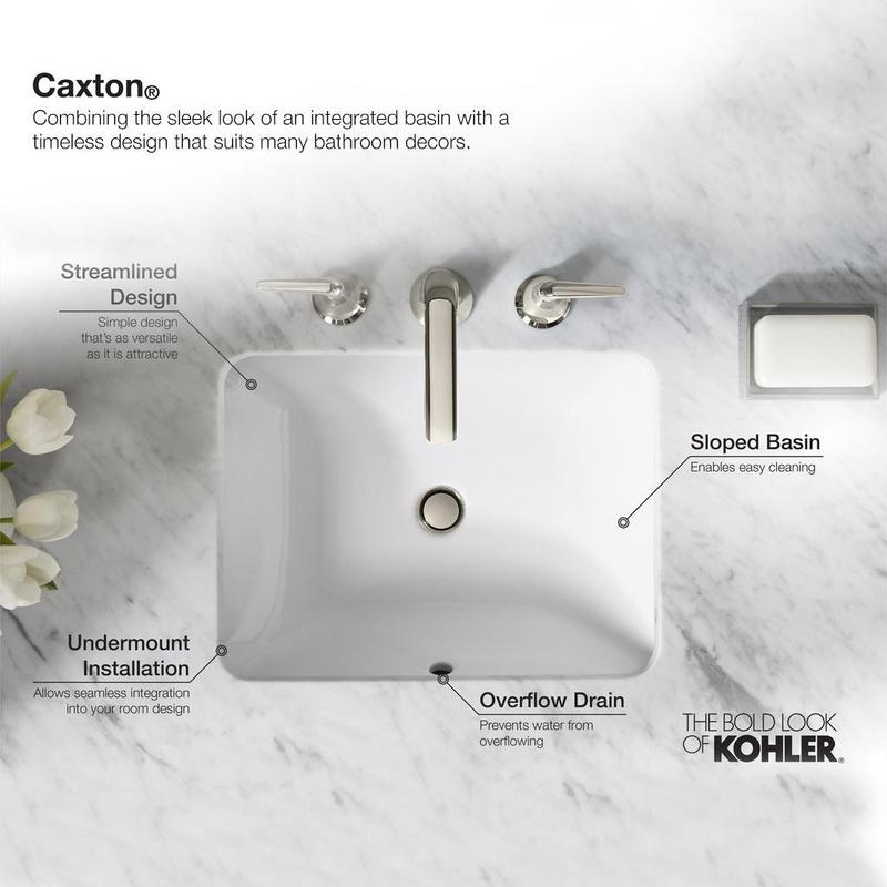 KOHLER Caxton Wastafel / Lavatory Under-counter 17" Rectangular Putih / White K-20000ID-0 2