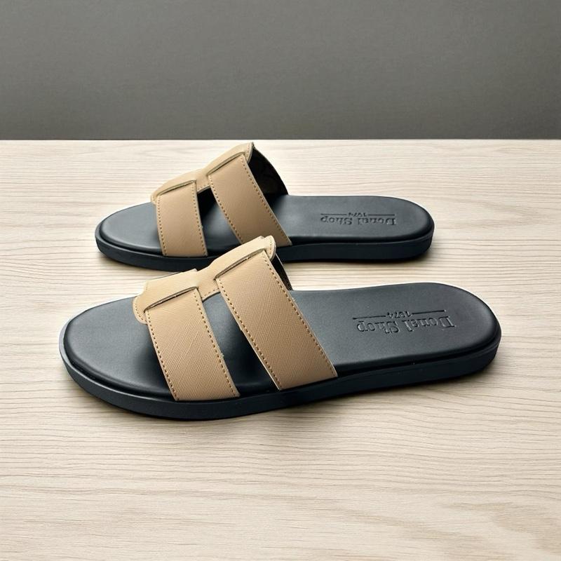  Dép Da Nam Quai Chữ H . Quai Da . Đế Cao Su Đúc Nguyên Khối Chống Trơn Trượt . Phong Cách Trẻ Trung    Xịn 8   