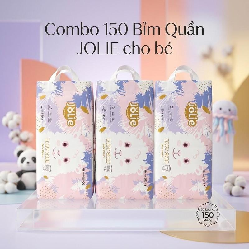JOLIE Combo 3 Bịch 150 Miếng Bỉm Quần – Mỏng Thoáng Khí Thấm Hút Ngày Đêm – Đủ Size M/L/XL/2XL/3XL Cho Bé