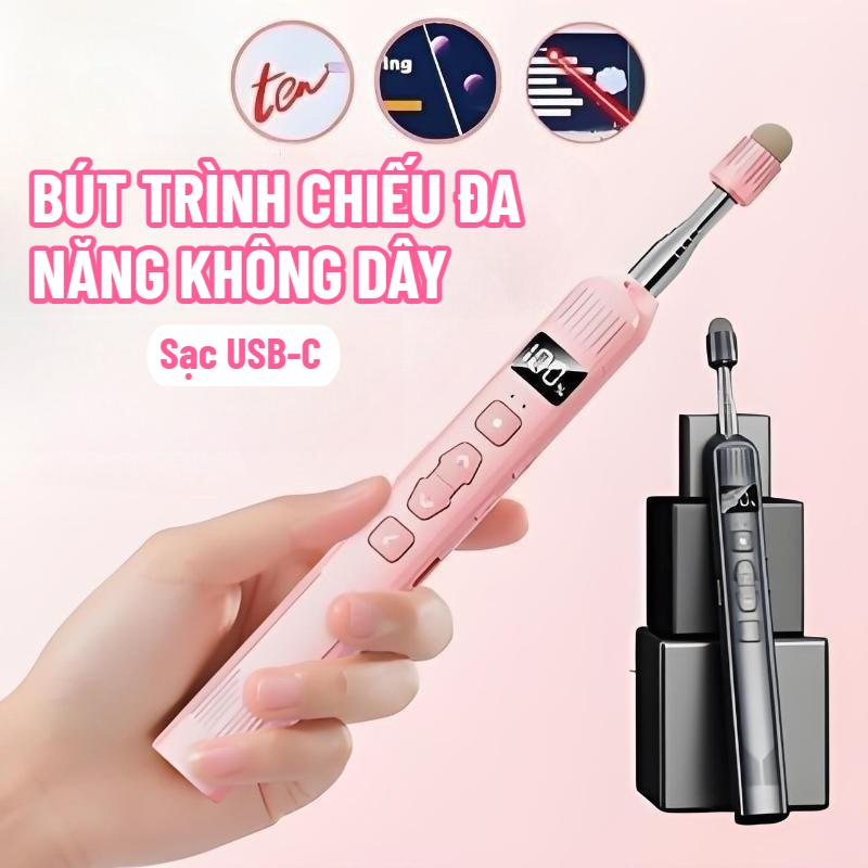 Bút trình chiếu không dây - Sạc USB-C, kết nối nhanh, tầm xa, dùng thuyết trình văn phòng, họp trực tuyến, giảng dạy. Quà tặng thiết thực cho nhân viên văn phòng, doanh nghiệp.