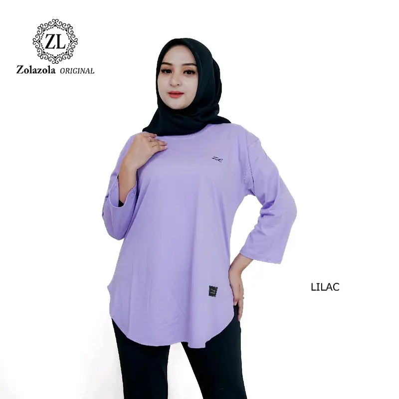 ZolaZola Kaos Oval Lengan 7/8 Wanita Size [ M, L, XL, XXL, XXXL ] Cotton Combed 24s/ Baju Polos Seragam Kekinian 3