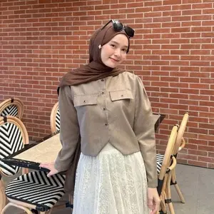 Heynona - Alina Outer - Atasan Wanita Kemeja Blazer Crop Lengan Panjang Casual