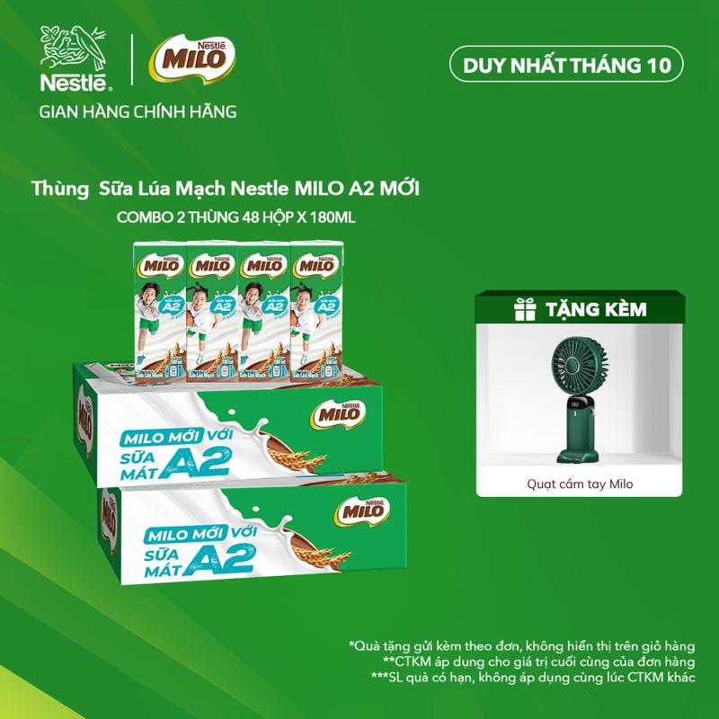 Nestlé VN Combo 2 Thùng Sữa Lúa Mạch Nestle MILO Sữa A2 MỚI chứa Đạm quý A2 (12x4x180ml)