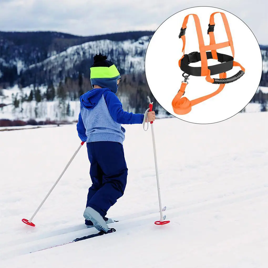 Nylon Kids Ski Harness Snowboard Trainer Speed Control With Shoulder Strap Children Ski Harness orange