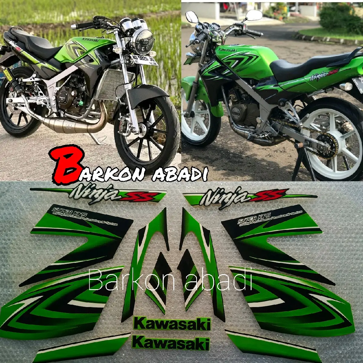 lis striping stiker body montor NINJA SS warna hijau tahun 2011 -2012 super kips