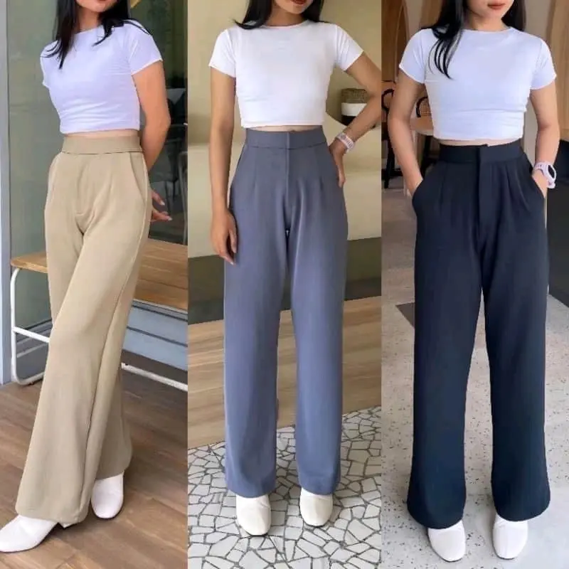 Cozie Pants Celana Kulot Wanita Highwaist Rib knit premium Trousers wanita kulot Higwaist loose