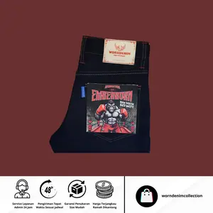 WORNDENIM-EmberbornSeries-IndigoXred-Raw Denim 16 OZ-Hidden Arcuate-Buttonfly-Sanforized-SlimStright