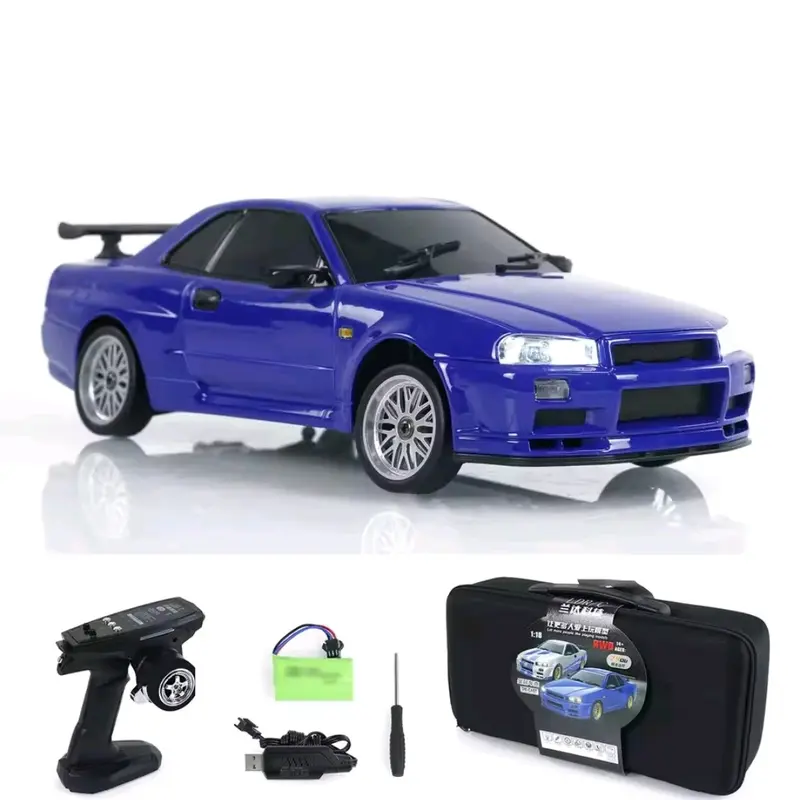 RC DRIFT RWD NISSAN SKYLINE GTR R34 R-34 BODY METAL ALLOY SCALE 1/18 FAST FURIOUS BRIAN Remote Toys Control 8