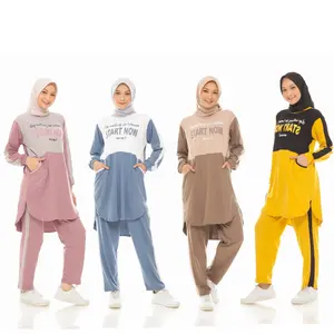 Setelan Olahraga Wanita Jumbo Kekinian Muslimah Katun Combed 20s Baju Celana  Sport  Hitam Muslim