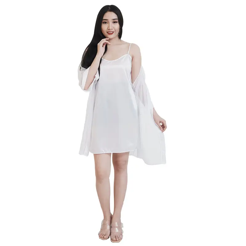 FOLVA bridesmaid kimono wedding inner dress satin 1460WSET putih all size 1