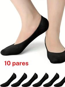 10 pares de calcetines invisibles para mujer con almohadillas ultrasuaves en el talón antideslizantes, perfectos para mocasines y zapatos tipo barco; medias negras y nude hasta la rodilla