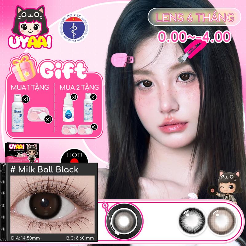 【0-4 độ | MUA 1 TẶNG Gifts Snowball Coo series Kính áp tròng UYAAI 1 cặp lens 14.2-14,5mm Có màu nâu xám và đen 6 tháng mềm mại và dễ đeo cho đôi mắt thoải mái hơn Lý Tưởng để trang điểm hàng ngày