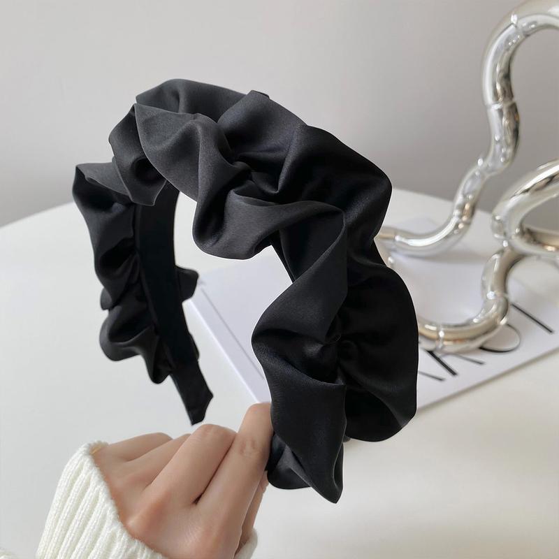 Băng Đô Xếp Ly Rộng, Phụ Nữ Phong Cách, Thời Trang, Chất Liệu Satin Trơn Và Mềm Mại, Mũ Cổ Điển Phụ Kiện Tóc 5