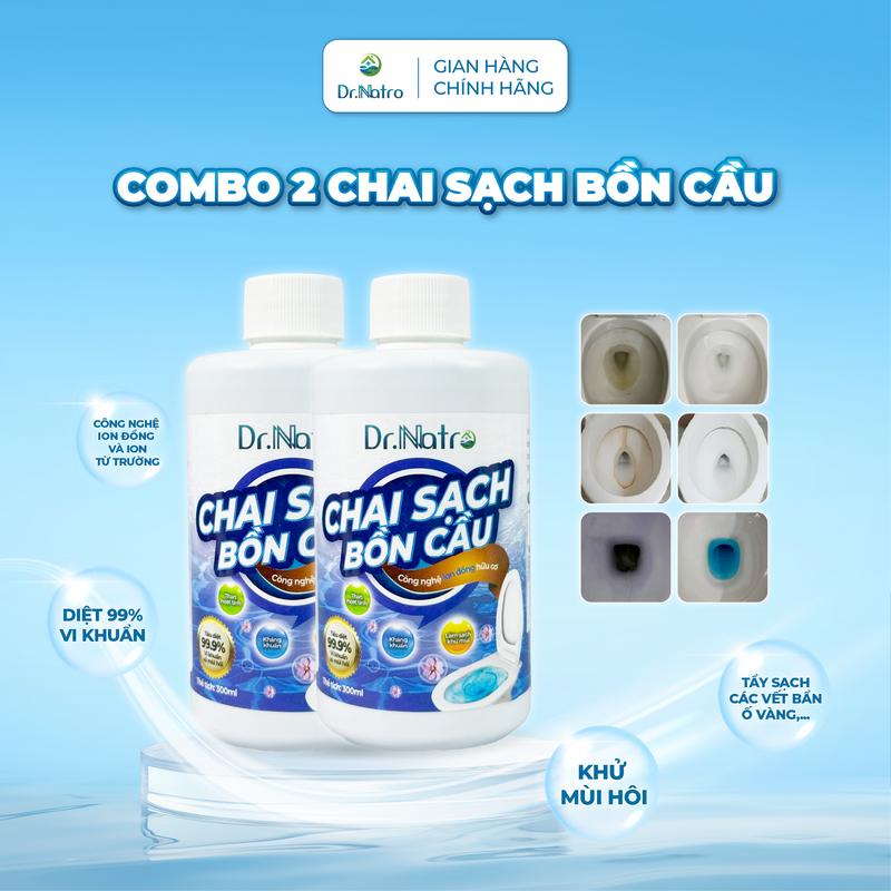Combo 2 Chai Sạch Bồn Cầu Dr.Natro Siêu Sạch Kháng Khuẩn, Tẩy Vết Ố Vàng, Khử Mùi 300ml