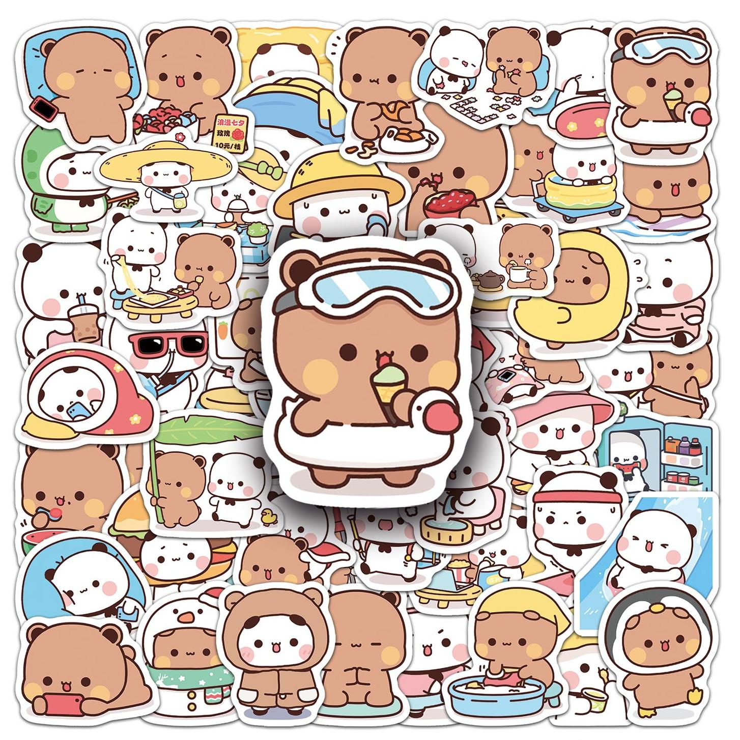 สติ๊กเกอร์ Bubu Dudu การ์ตูนน่ารัก 60 ชิ้น กันน้ำ เหมาะสำหรับแก้วน้ำ เคสโทรศัพท์ กระเป๋าเดินทาง กระจ