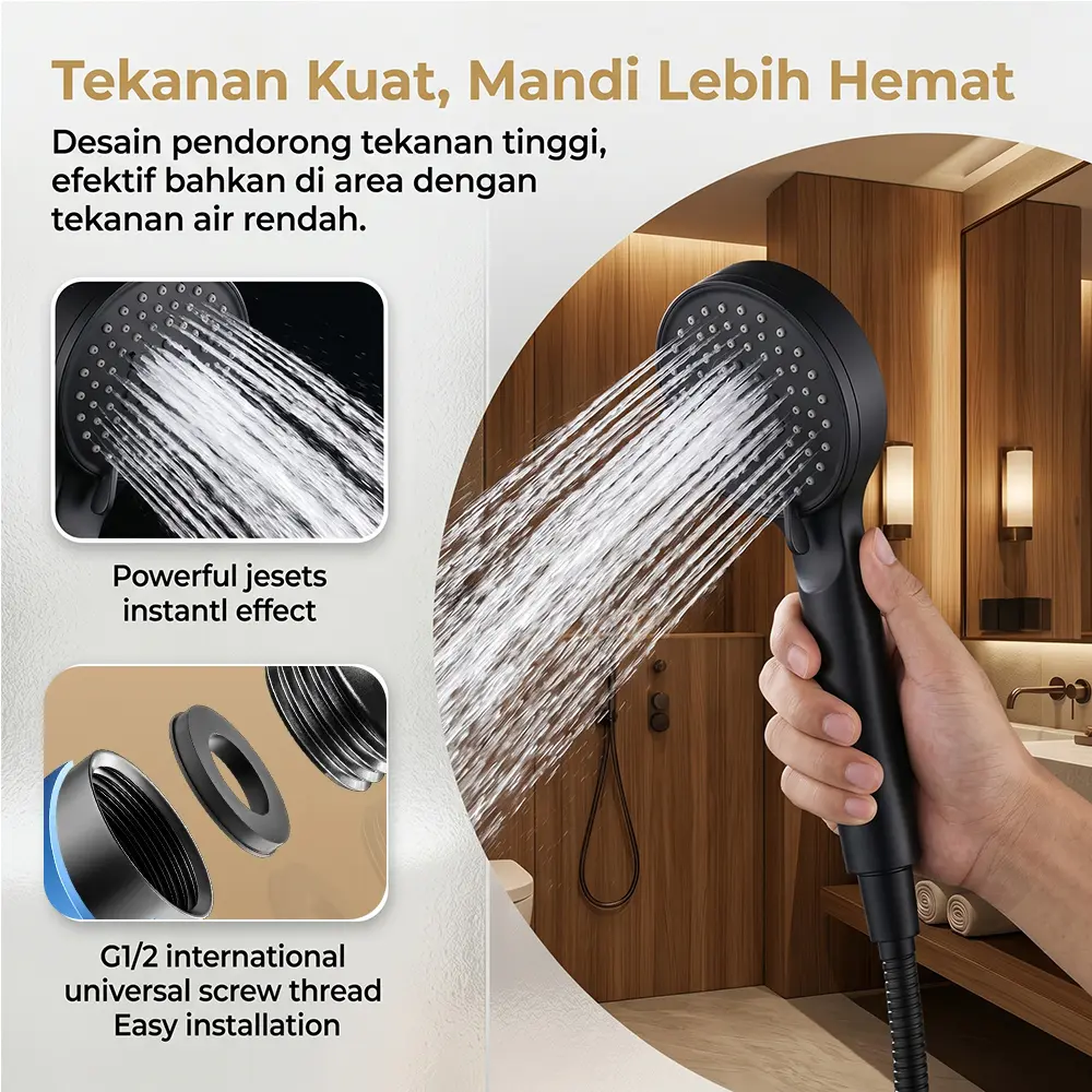 Desain modern  Kepala Pancuran Mandi Rumah Panel Besar Delapan Tingkat Tekanan Air Tinggi Semprotan Genggam Untuk Pemanas Air Kamar Mandi