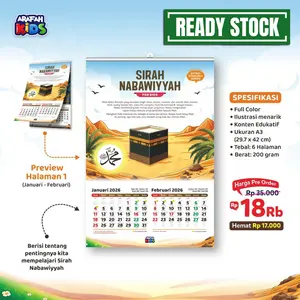 Arafah Kids : Kalender Anak Islami 2026 : Sirah Nabawiyah | 30x42cm | 6 Lembar | Art Paper