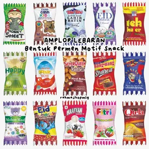 ￼[1 PACK ISI 10 PCS ] Amplop Permen Lebaran Motif Snack | Amplop lucu | Amplop Idul Fitri permen lucu amplop lebaran unik snack