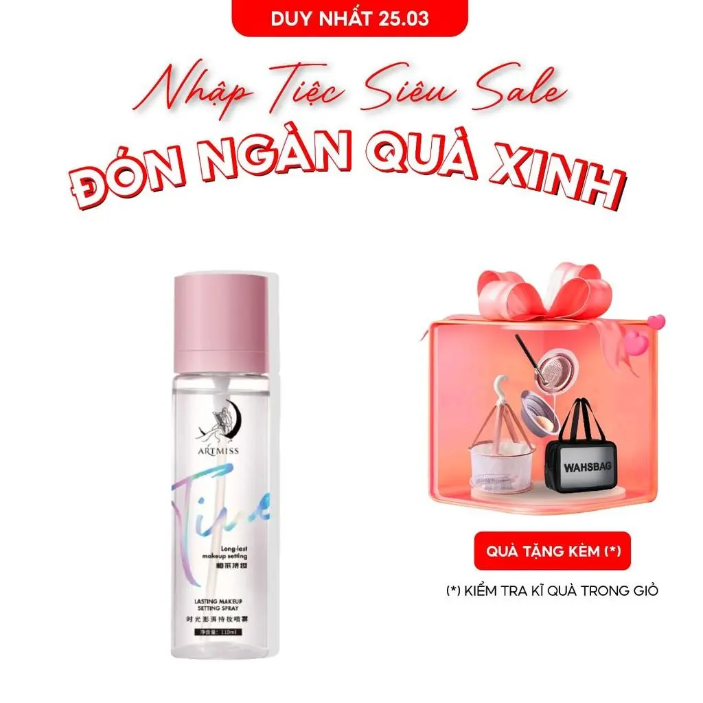 Chai xịt cố định lớp trang điểm ARTMISS Pink Collection lâu trôi và kiểm soát dầu Cosmetic Mỹ Phẩm