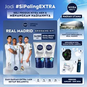 (PAKET HEMAT ISI 2) NIVEA MEN Facial Foam Extra Bright Facial Foam 100ml - Sabun cuci muka pria mencerahkan bintik hitam brightening kulit kusam facial wash wajah cerah membersihkan pori pori terdalam polusi debu kotoran - Glutathione, AHA, Vitamin C