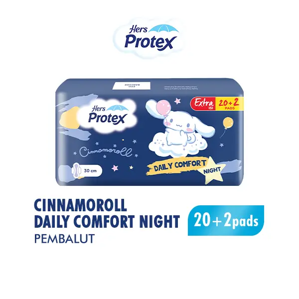 Hers Protex Pembalut Daily Comfort Night Cinnamoroll bag 20+2