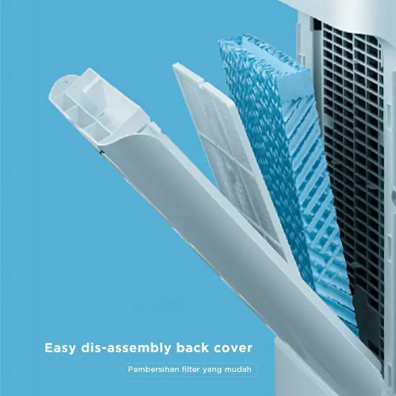Air cooler midea ac-100 hitam putih + remot dan roda 5