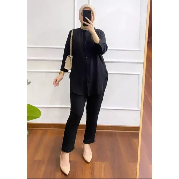 Setelan Amanda Busui Cringkle Airflow | One Set Kemeja Amanda Crinkle | Set Krinkel Wanita Kekinian Busui 2