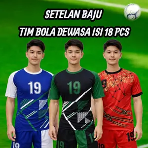 Baju Tim Bola Setelan Isi 18pcs Kemerdekaan Indoneiaa 17 Agustus Pria Nyaman Olahraga Sport Desain Unik Bahan Berkualitas Tinggi untuk Kompetisi Tim Anda