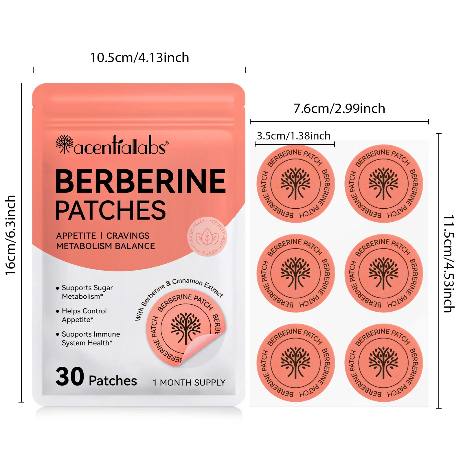 Berberine Patch 30枚入り×4 acentiallabs ベルベリンパッチ30枚入り、外用タイプ、低刺激で肌に