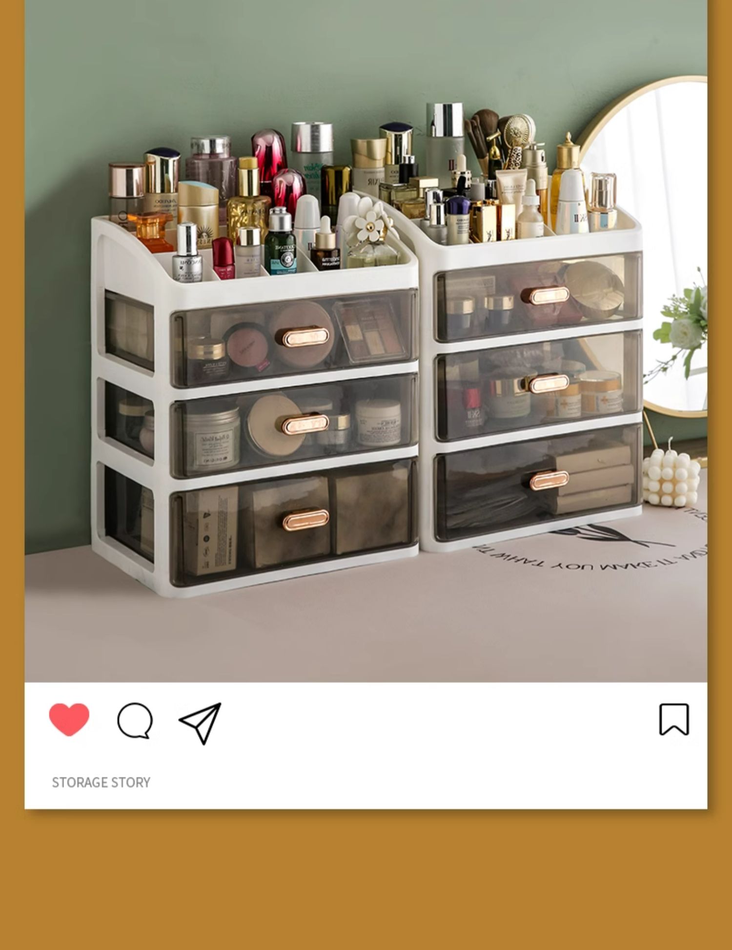 SG Makeup Storage Box Cosmetic Organizer Skincare Storage Box Quality Makeup organizer Case Dustproof With Handle and Drawer Plastic Kitchen Room