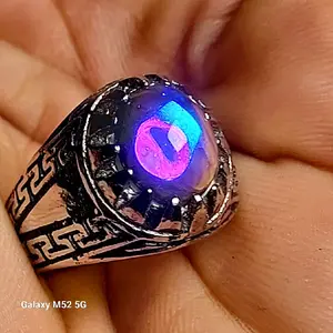 Cincin Batu Kalimaya Pelangi Hindia Jarong Biru Dim 10 mm Ring Cakar Irania 525 dengan Desain Eksklusif dan Kilauan Unik