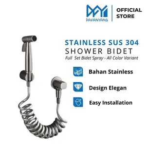 Jet Shower Toilet 1 Set – MrTao – Bidet Cebok Kloset dengan Selang Fleksibel – Untuk Membersihkan Setelah BAB/BAK – Penempatan Kamar Mandi & Toilet – Semprotan Kuat, Anti Bocor, Awet
