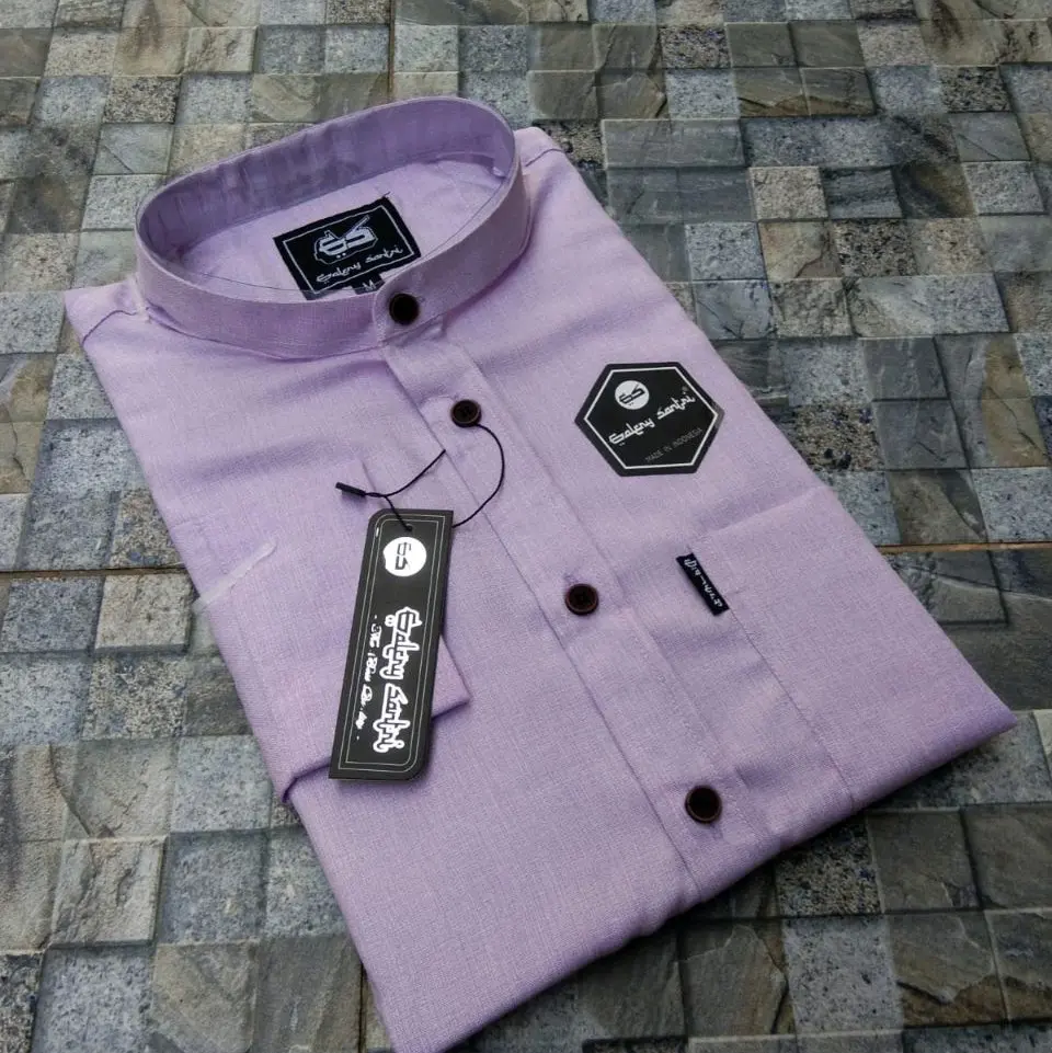 Galery Santri Baju Kemko Kemeja Koko Pria Kerah Sanghai Motif Polos Lengan Panjang Model Terbaru