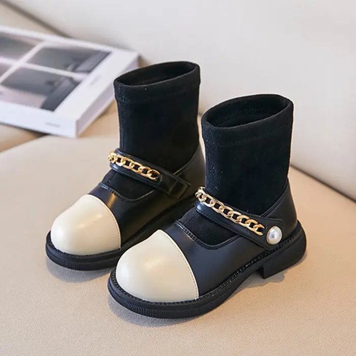 Sepatu Boots Anak Perempuan Beludru Rantai Import Premium Murah (SS178) 1