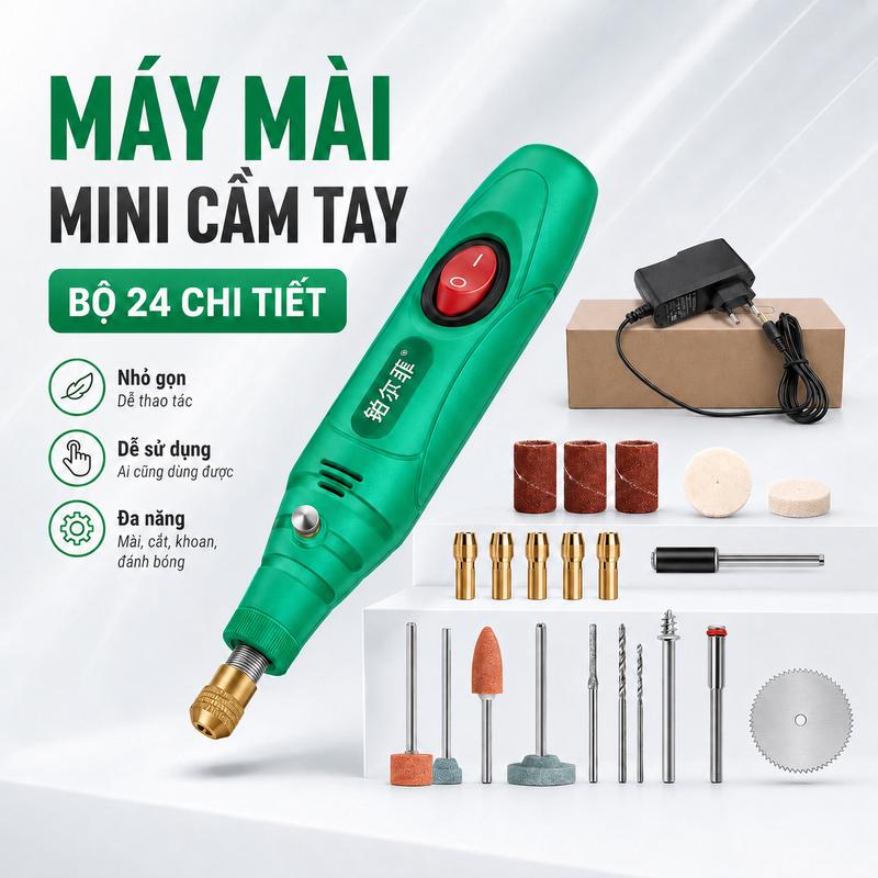 Máy khoan mài cắt cầm tay mini hoặc phụ kiện bộ 24 món - khoan mài decor,để mài…