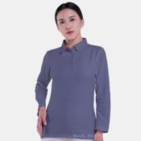 Gambar BLUEBUTTON Polo Shirt Wanita Lengan Panjang Stone Wash - Stone Wash, S dari BlueButton Kota Cimahi 1 Tokopedia