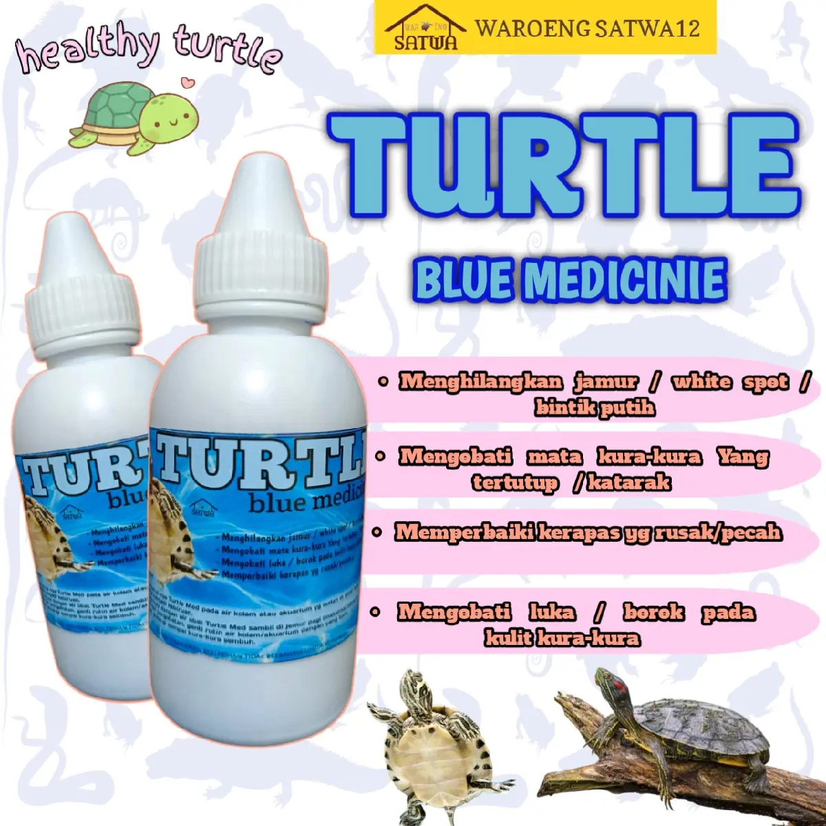 [60ML] TURTLE BLUE MEDICINE OBAT KURA-KURA AIR MATA TERTUTUP KATARAK TEMPURUNG BERJAMUR WHITE SPOT BINTIK PUTIH BOROK LUKA