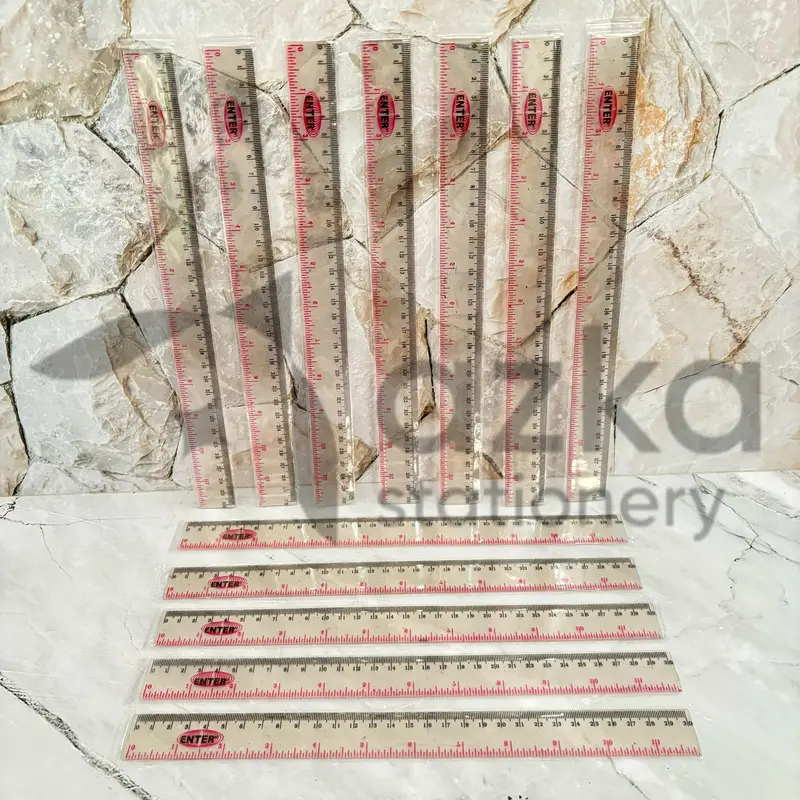 Azka Stationery SELUSIN ( 12 PCS ) Penggaris Plastik Mika 30 Cm 3
