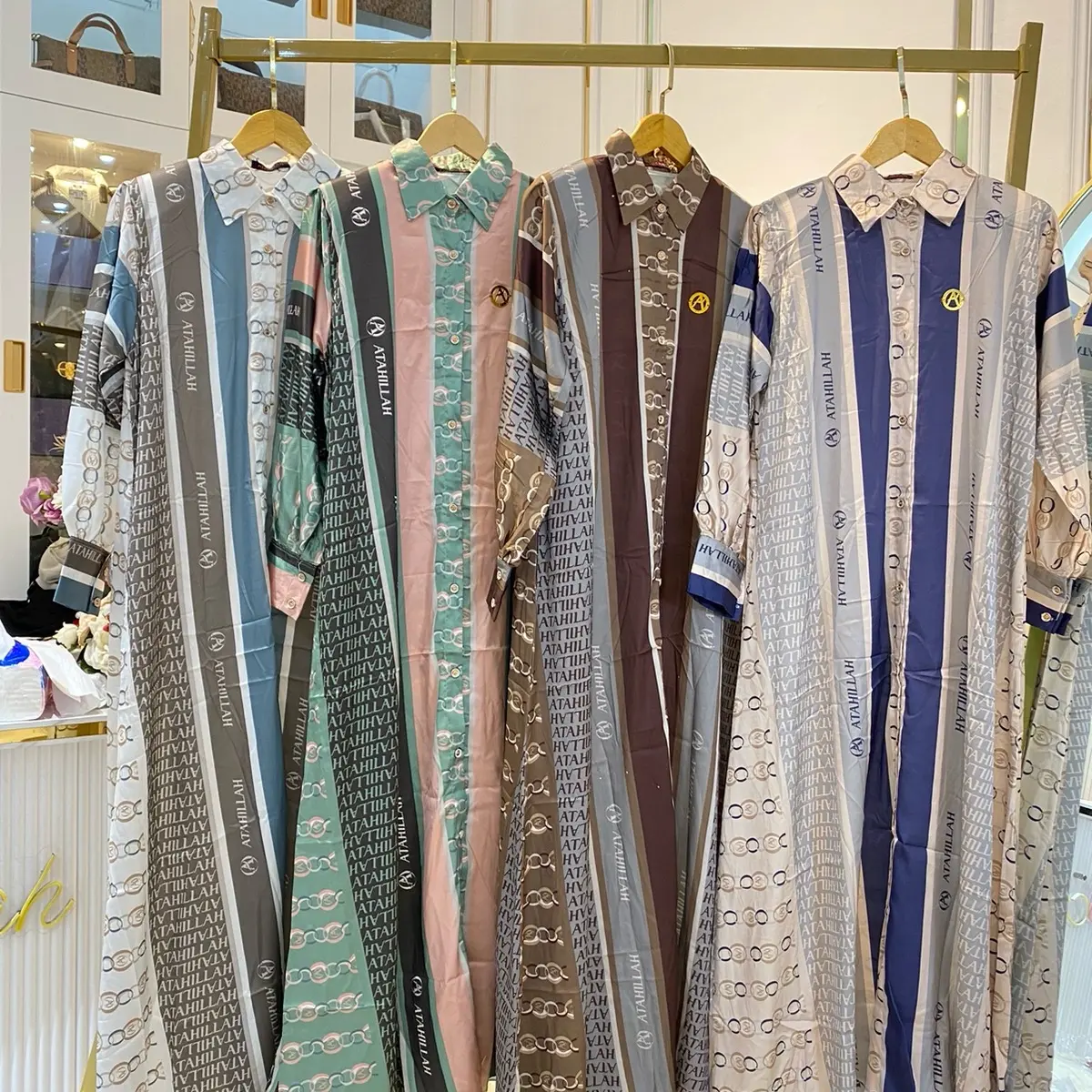 Gamis silk premium atahillah motif rantai