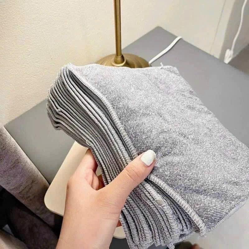 Combo 10 Khăn Lau Đa Năng Sợi Than Màu Ghi Xám - Kích Thước 20x20cm - Làm Sạch