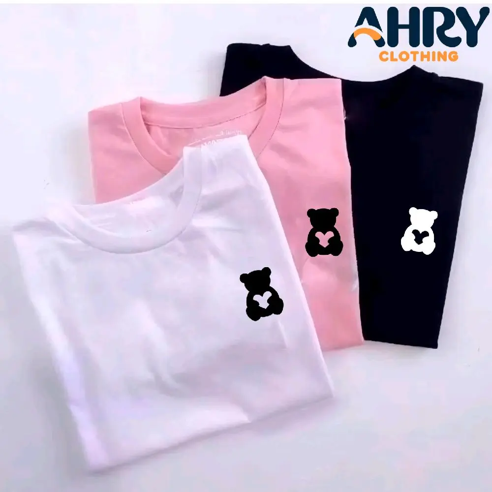 Baju Wanita Bearlove Lengan Pendek Kaos Oblong Lengan Pendek Atasan Dewasa Soft