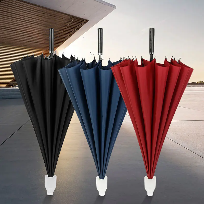 Payung Besar Golf Umbrella Polos 16 Tulang Dengan Sarung Penutup Retractable Cover / Payung Cover