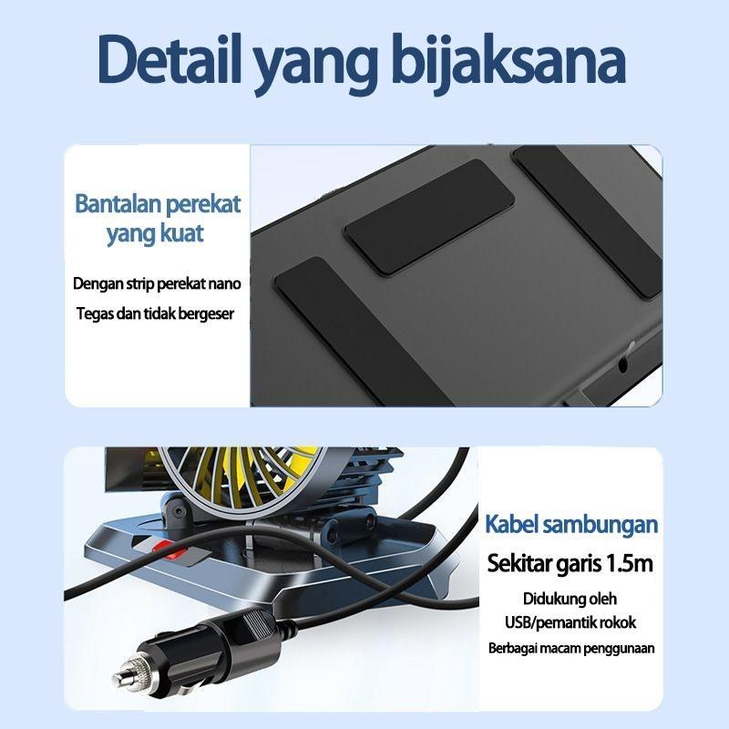 【Heavy Duty】Truck Fan 12V-24V - High Power Double Blades, Metal Construction Car Simple 3