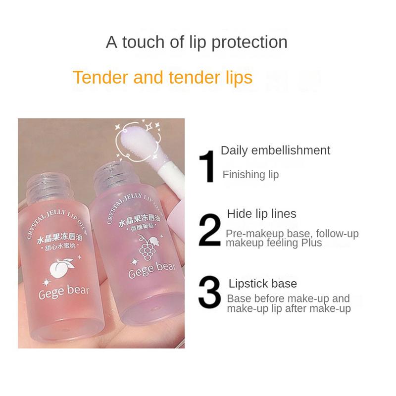 Gege Bear Long-lasting  Hydrating Lip Care Crystal Jelly Lip Oil Moisturizing Transparent Mirror Lip Gloss 3 flavour Optional 6
