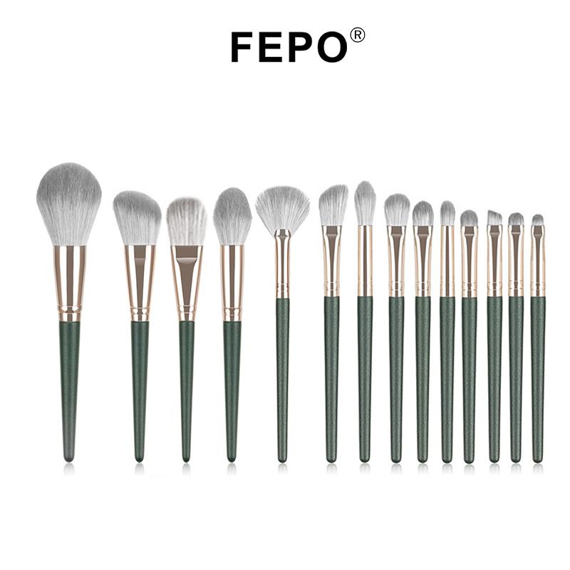 Bộ Cọ Trang Điểm FEPO 14 Chiếc Màu Xanh Lá Cây Bao Gồm Cọ Mắt Cọ Đánh Cọ Che Khuyết Điểm Cọ Tán Kem Nền Và Cọ Trang Điểm Mặt Thích Hợp Để Trang Điểm